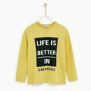Zara Boys shirt, mustard and black size 9